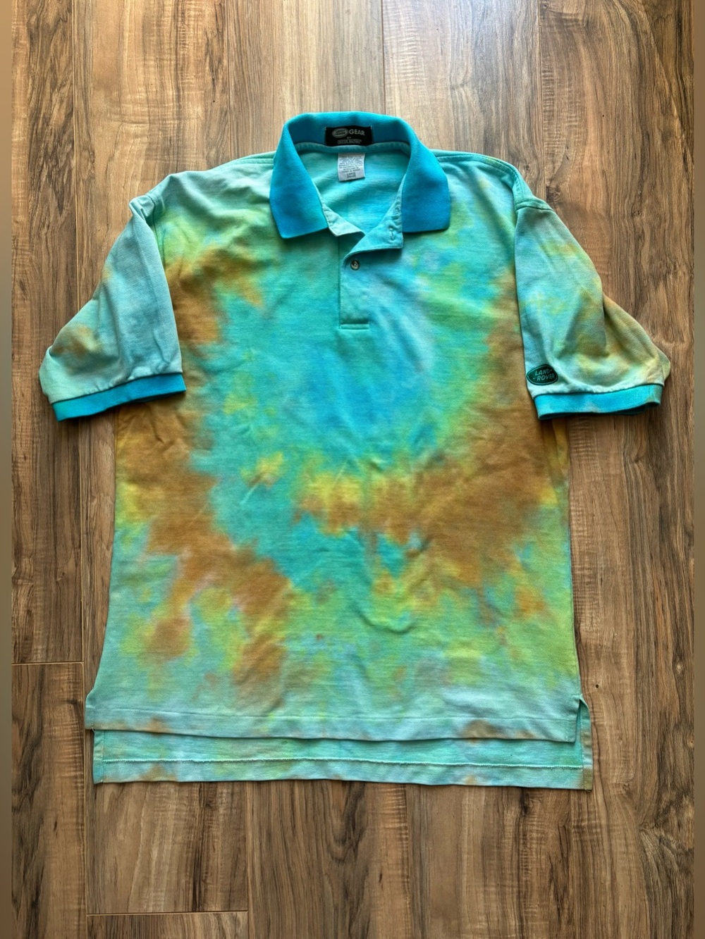 Vintage 90s Land Rover by Outer Banks Tie-Dye Polo Shirt Cotton Men’s L